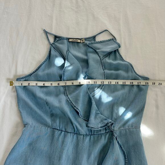 2Bella Blue Ruffled Edge Tencel Knee Length Dress Size Medium - Picture 10 of 13